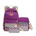 thumbnail image 1 of QualitChoice 3 Pieces Canvas Backpack Shoulder Organizer Set Large Capacity for Zipper Ethnic Style School Bags Causal Adjustable Travel Bag Purple, 1 of 6