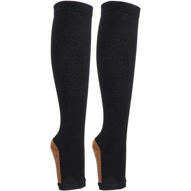 Gupbes 2Pcs M-Tube Shaping Vein Sport Elasticity Compression Socks+Zipper Calf Slim
