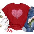 thumbnail image 1 of EGNMCR T-Shirts pour Femmes T-Shirt pour Femmes Cœur Scintillant Graphique Saint-Valentin Manches Courtes T-Shirts Hauts, 1 of 4