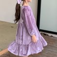 thumbnail image 4 of Yuyuzo Robe en Velours pour Petites Filles, Robes Vintage de Princesse pour Enfants, Robe de Fête à Volants, Tenues Décontractées de Printemps, 4 of 7