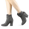 thumbnail image 2 of Unique Bargains Women's Round Toe Chunky Heel Zip Heeled Boots Ankle Booties, 2 of 7