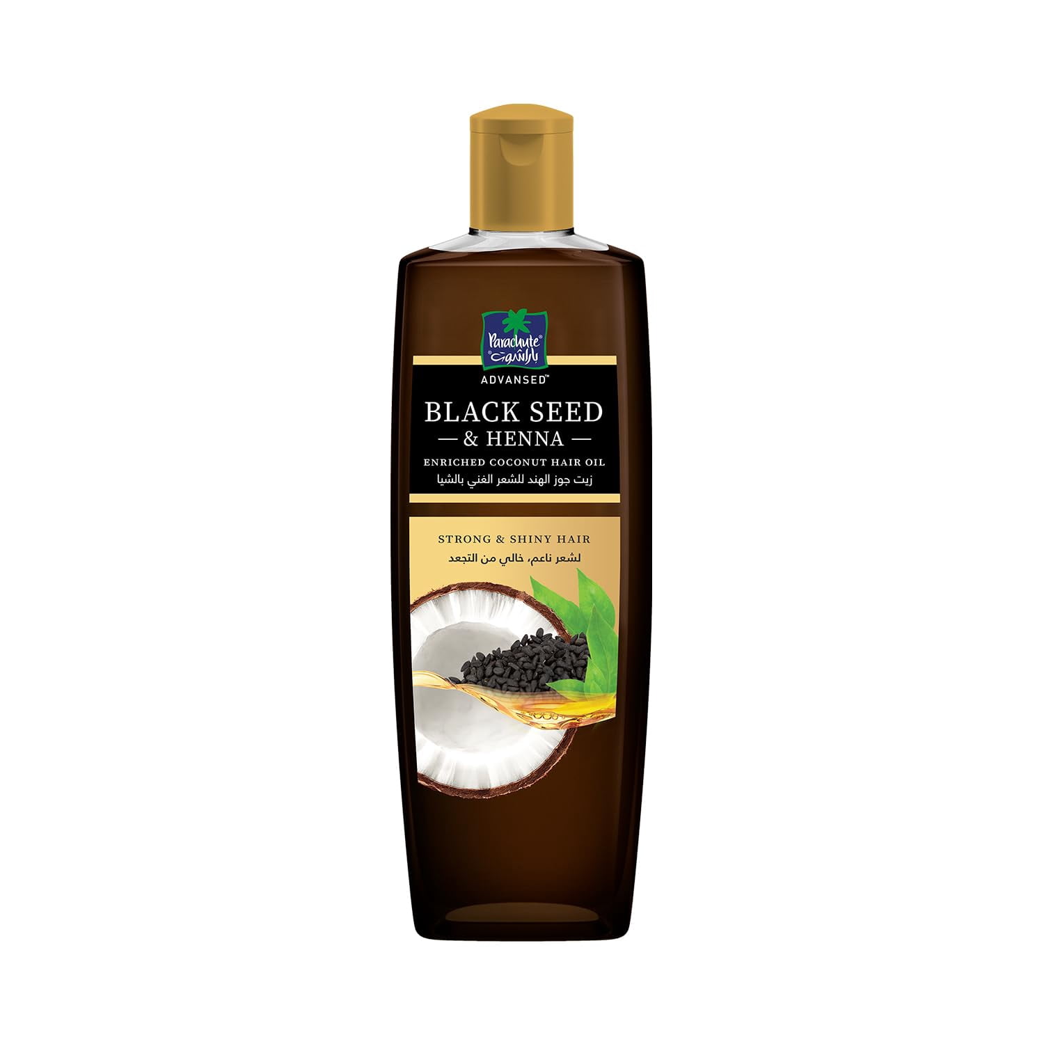 Parachute Advansed Huile Capillaire de Graines Noires & Henné Enrichie à la Noix de Coco pour Cheveux Forts et Brillants Tous Types de Cheveux Non Collant 10.1 Fl.Oz