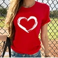 thumbnail image 2 of CEHVOM Femmes Manches Courtes Imprimé Coeur Casual Tops Chemisier T-shirt, 2 of 5