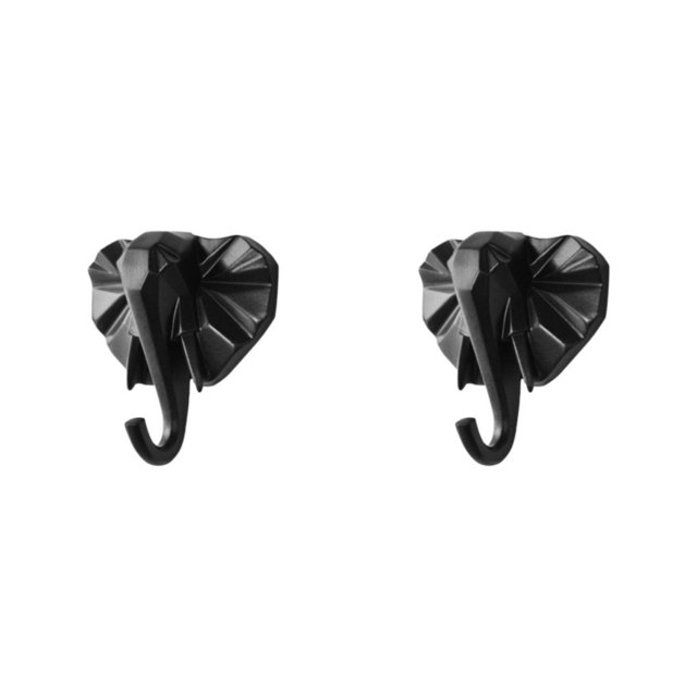 Wweixi Coat Hooks Easy To Install And Wide Application For Added In Daily Life black(elephant) 2Set