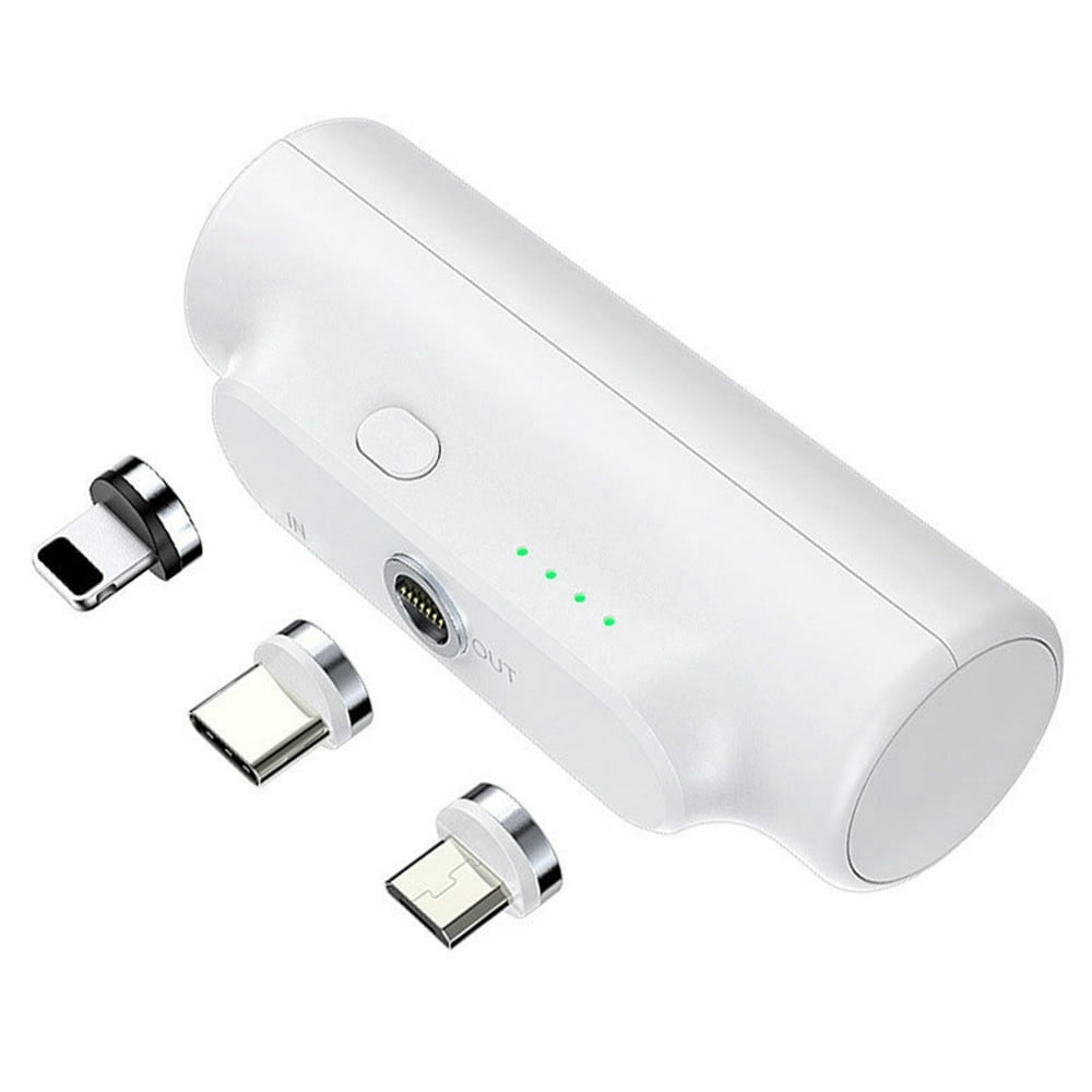 MesaSe Emergency Portable Large Capacity 3000mAh External Mobile Battery Charger Rechargeable Detachable Connectors White