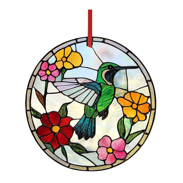 Stained Glass Window Hangings One Day Hummingbird Colored Glass Window Pendantone On One