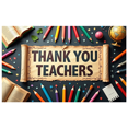 thumbnail image 1 of Colorful Thank You Teachers Backdrop Banner, Teacher Appreciation Day Decor, Education Theme Background, for Classroom Celebrations Teacher Parties Photo Props, 1 of 4
