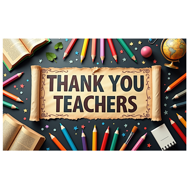 Colorful Thank You Teachers Backdrop Banner, Teacher Appreciation Day Decor, Education Theme Background, for Classroom Celebrations Teacher Parties Photo Props