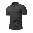 thumbnail image 4 of DPTALR Hommes Décontracté Uni Col Rabattu Chandail Patchwork Fermeture Éclair Manches Courtes Blouse, 4 of 5