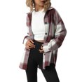 thumbnail image 2 of Xingqing Veste Surchemise Rétro à Carreaux pour Femmes, Mélangé Laine, Manches Longues, Rouge m, 2 of 9