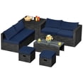 thumbnail image 2 of Costway 8PCS Patio Rattan Furniture Set Storage Table Ottoman Navy cover, 2 of 9