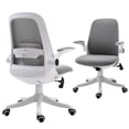 thumbnail image 1 of Vinsetto Office Chair Fabric Desk Chair with Flip-up Arms Swivel Seat Grey, 1 of 10