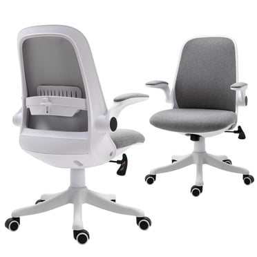 Vinsetto Office Chair Fabric Desk Chair with Flip-up Arms Swivel Seat Grey
