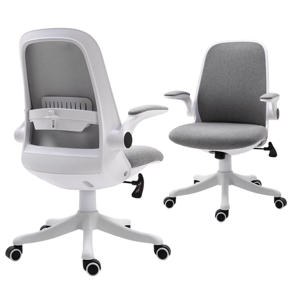 Vinsetto Chaise de Bureau Chaise de Bureau en Tissu avec Accoudoirs Relevables Siège Pivotant Gris