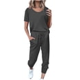 thumbnail image 1 of Timegard Ensembles 2 Pcs pour Femmes Été T-Shirts à Manches Courtes et Pantalons à Cordon avec Poches Ensembles Décontractés Confortables, 1 of 5