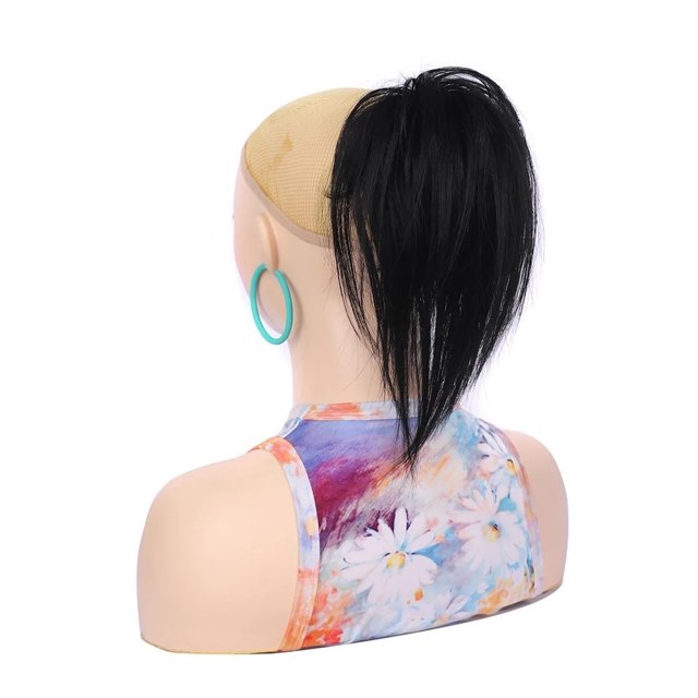 Synthetic Straight Hair Bun Hairpiece Short Claw Clip Ponytail Extensions for Women