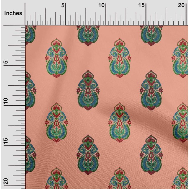 oneOone Silk Tabby Peach Fabric Floral & Paisley Block Sewing Craft Projects Fabric Prints By Yard 42 Inch Wide