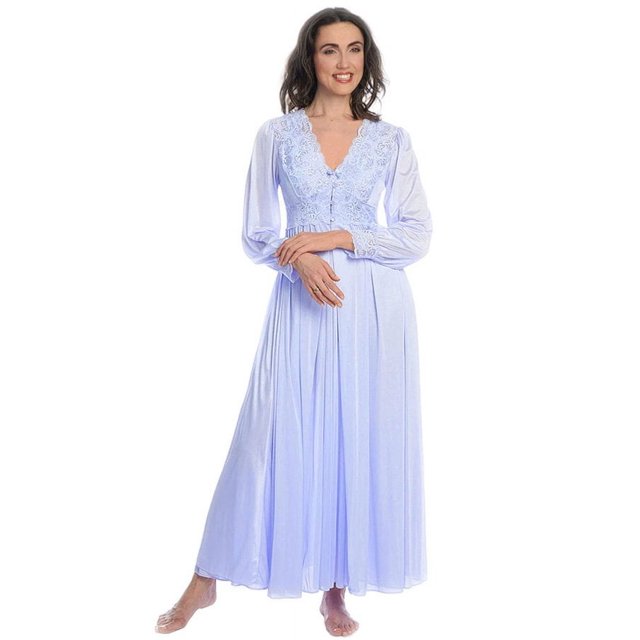 Velrose Lingerie Shadowline Long Lace Bodice Button Down Robe 71737/71737X