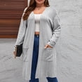 thumbnail image 2 of FAIWAD Women Long Cardigan Sweaters with Pocket Long Sleeve Ribbed Knit Open Front Coat, 2 of 7