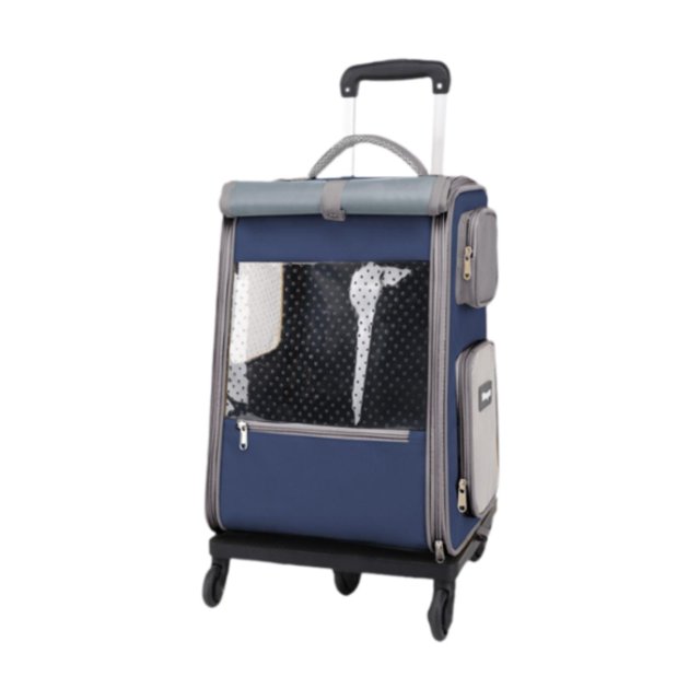 DOLITY Cat Carrier Backpack Pet Carry Bag Breathable Multifunctional Cat Luggage Box dark blue