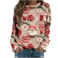 thumbnail image 4 of Atogsazn Chandails de Noël pour Femmes Décontractés à Col Rond à Manches Longues Chandail Blouse Hauts Amples Beige TTTG Mode, 4 of 5