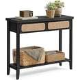 thumbnail image 1 of VASAGLE Console Table, Boho Entryway Table, Narrow Sofa Table, Entry Table with 2 Drawers, Behind Couch Table with Open Storage Shelf, Rounded Corners, for Living Room, Ash Black, 1 of 6