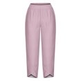 thumbnail image 4 of RXIRUCGD Women's Summer Comfortable Loose Wide Legged Fashion Solid Color Capris, Pink, Size: XL, 4 of 5