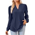 thumbnail image 1 of Pompotops T-shirt Ample à Manches Longues à Col en V Uni pour Femme Liquidation, 1 of 5