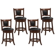 Patiojoy 25.5" Upholstered Bar Stools Set of 4 360�� Swivel Round Counter/Bar Height Stools w/Curved Backrest & Footrest