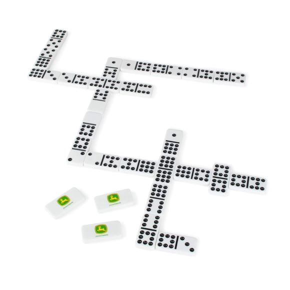 John Deere Dominos - Ensemble Double 9 de Dominos avec Boîte Métallique de Collection - Jeu Familial pour 8 Ans et Plus