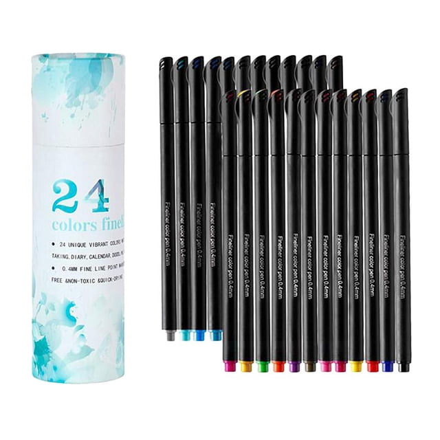 simhoa 12/24 Colors Fine Tip Colored Writing Drawing Markers Pens Fine Pens Highlight 24pcs boxed