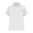 thumbnail image 4 of Styesk Womens Tops Women's Summer Solid Color Lapel Short Sleeved Loose Button Shirt Top, 4 of 6
