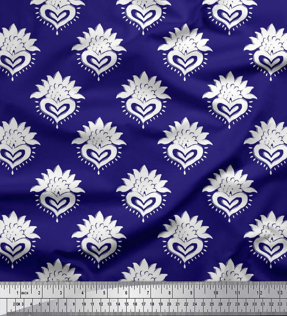 Soimoi Rayon Crepe Fabric Floral Block Print Fabric by The Yard 46 Inch Wide