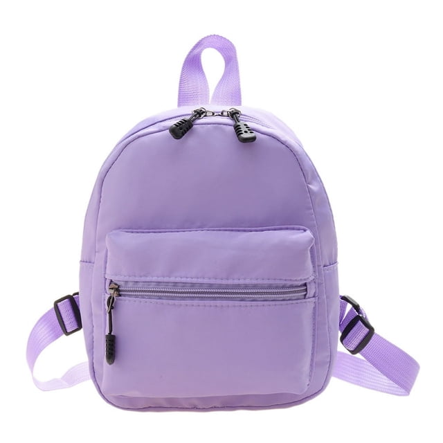 Women Solid Color Backpack Preppy Style School Nylon Mini Rucksack (White)