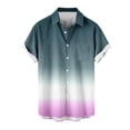 thumbnail image 4 of Chemises pour Hommes, Mode Décontractée Col Rabattu Imprimé Dégradé Manches Courtes Chemise Boutonnée Hauts Blouse, 4 of 4