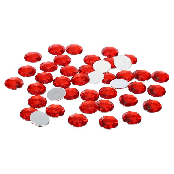 Unique Bargains 20mm Flat Back Round Acrylic Rhinestones, 200 Pack Plastic Circle Gems for Jewelry Making Costume, Red
