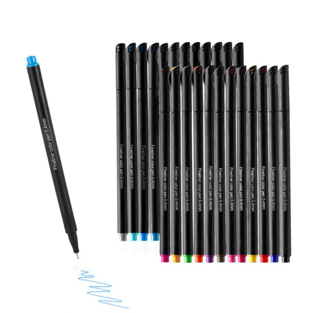 24 Fineliner Color Pens Set, Fine Line Colored Sketch Writing Drawing Pens for Journal Planner Note Taking and Coloring Book, Porous Fine Point Pens Markers, Great for Art Crafts Scrapbooks