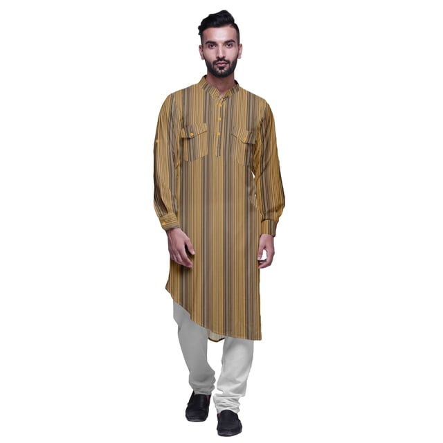 Atasi Kurta Traditionnel en Rayonne Imprimée à Col Mandarin pour Hommes Chemise Décontractée