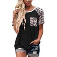thumbnail image 2 of T-Shirt pour Femme à Col Rond avec Poche, Blouse Imprimée, T-Shirt Imprimé pour Fille, Haut à Manches Courtes, Noir, 3TG, 2 of 4