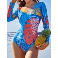 thumbnail image 1 of Charmo Womens Rash Guard One Piece Bathing Suits Tie Back Long Sleeves Monikini Swimsuit, 1 of 5
