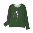 thumbnail image 4 of T-shirts à Manches Longues pour Filles, Col Rond, en Coton, Imprimé Libellule, T-Shirts Décontractés d'Automne et de Printemps, T-Shirts Graphiques Basiques pour Enfants (9 Ans, Vert Armée), 4 of 5
