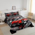 thumbnail image 3 of Erosebridal Ensembles de Couette Voiture de Course pour Ados Format Double, Couettes et Duvets Sports Extrêmes pour Garçons Hommes, Noir Rouge, Réversible 3 Pcs, 3 of 7