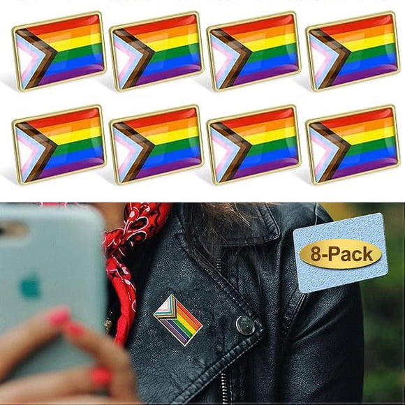 Rainbow Pins, 8 PCS LGBT Pins Pride Rectangle Badges Pins Brooches Pins Accessories Pins for Men Women