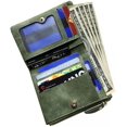 thumbnail image 2 of Women Rfid Small Bifold Leather Wallet Mini Purse Zipper ID Card Pocket, Slim and Compact----Green B, 2 of 5