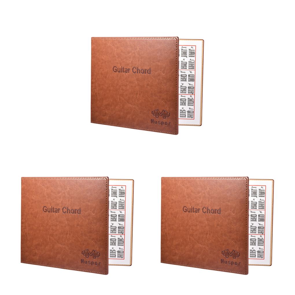 bedienty 6 String Guitar Chord Book Beginner Students Music Playing Foldable Practice Books Festival Gift Practice Books brown 23.5*18cm 3Set