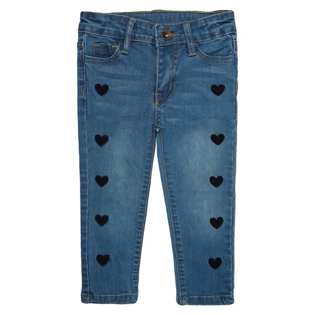 KIDSCOOL SPACE Little Girls Boys Jeans,Elastic Band Inside Straight Fit Stretchy Soft Denim Pants,3-4 Years