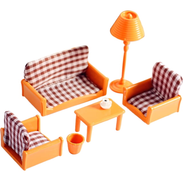 1 Set of Mini House Furniture Model Mini Sofa Table Floor Lamp Mini House Ornament