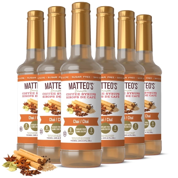 Matteo's Sugar Free Coffee Flavoring Syrup, Chai, Delicious Coffee Syrup, 0 Calories, 0 Sugar coffee syrups, Keto Friendly
