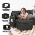 thumbnail image 4 of YODOLLA Canapé-Lit, Sofa-Lit 3 en 1 avec Fauteuil de Rangement, Canapé en L, Sectionnel avec Lit Escamotable Style Mi-Siècle Moderne pour Salon en Liquidation, Canapé-Lit Confortable Noir, 4 of 8