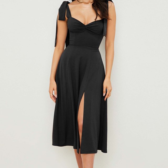 Pisexur Robe Mi-Mollet Sans Manches à Col en V pour Femme, Aguichant, Col en V, Sans Manches, Colorée, à la Mode, Nouvelle, Décontractée, Taille Haute, Robe pour Femmes en Liquidation